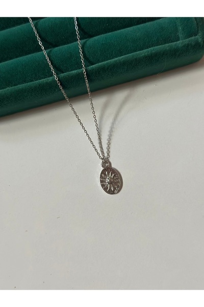 MİOSA 316L Çelik Rodyum Kaplama Antik Vintage Güneş Kolye