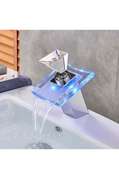 Blackswan Design Baterie chiuveta baie cu led, Blackswan, Tip Cascada M21, model crom, dimensiune 18 cm