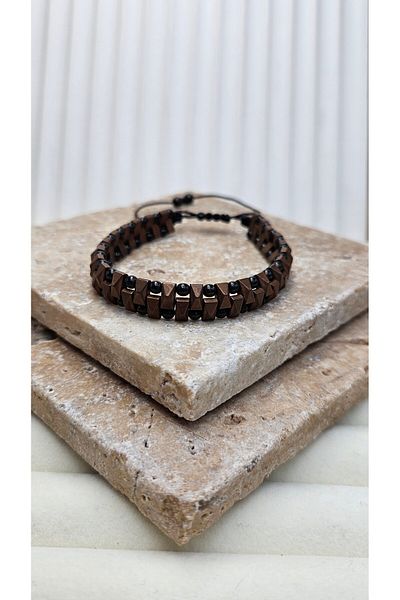 AURA Macrame Hematite Stone Bracelet 3 Wrap