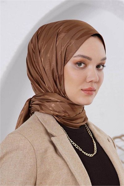 Loryan Floş Jacquard Zebra Light Brown Shawl