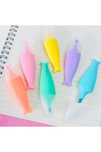 PRATİKOBA Colorful Pen with Highlighter Fish Design