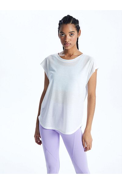 LC Waikiki Tricou de damă cu mânecă scurtă cu imprimeu cu decolteu