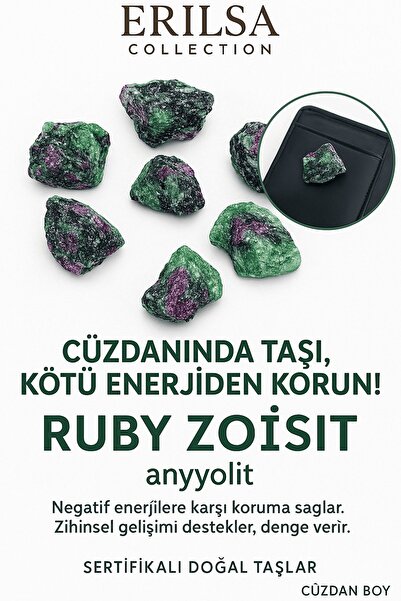 Erilsa Sertifikalı Ham Cüzdan Boy Ruby Zoisit - Anyolit Taşı Kütle - El Taşı ...