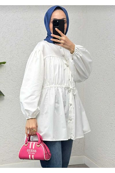 MODA VEDAT Women's Waist Drawstring Lace-Up Tunic -- 02566