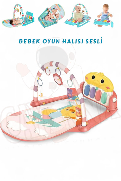 cayenna Bebek Oyun Halısı Piyanolu, Gökkuşağı Ördek Desenli 73 cm Sesli Dönen...