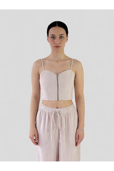 Retrobird Σχέδιο μπροστινό φερμουάρ Bustier Γυναικεία κρέμα
