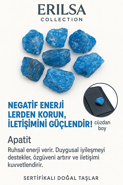 Erilsa Sertifikalı Ham Cüzdan Boy Apatit Taşı Kütle - Zihinsel Berraklık Günl...