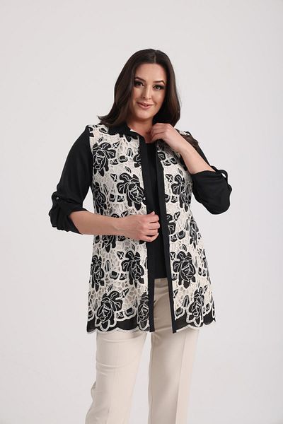 By Saygı Bluză din Lycra fără mâneci pentru femei, cu mâneci pliate, jachetă cu volan, mărime mare, set de 2