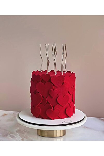 parti kral Kıvrık Gümüş Pasta Mumu (6 adet)