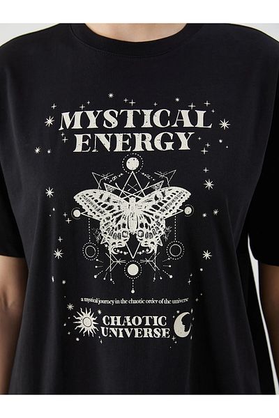 LC Waikiki Γυναικείο μπλουζάκι με στάμπα Crew Neck