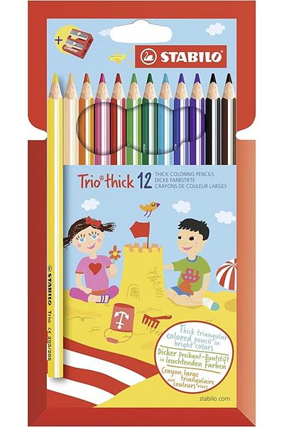 Stabilo Trio thick - dry paint marker - 12-pack - assorted colors + sharpener