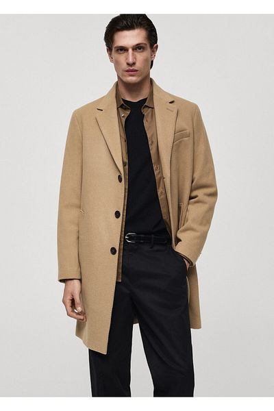 MANGO Woman Ανδρικό παλτό Dark Camel 77025968