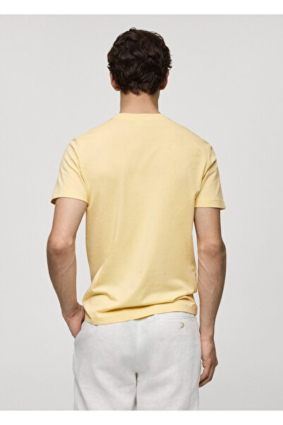 MANGO Woman Pastel Sarı Erkek T-Shirt 77070606