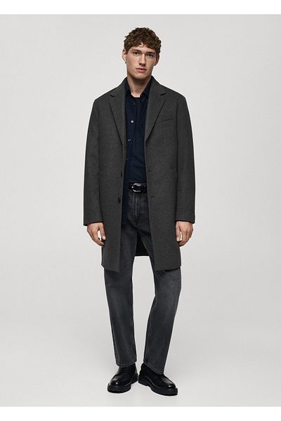 MANGO Płaszcz męski metalowo-szary 77025968