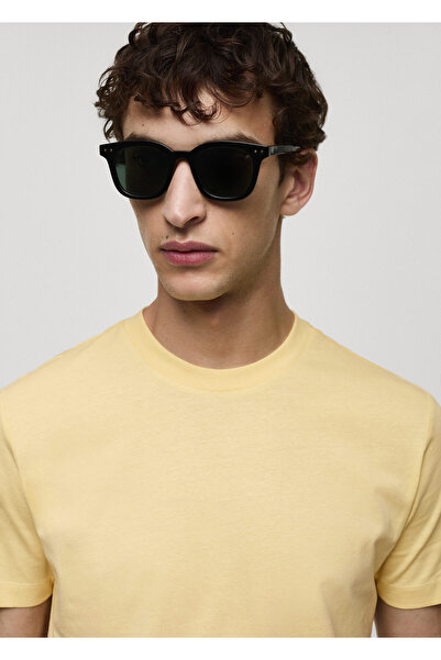 MANGO Woman Pastel Sarı Erkek T-Shirt 77070606
