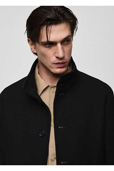 MANGO Woman Palton negru pentru bărbați 77045967