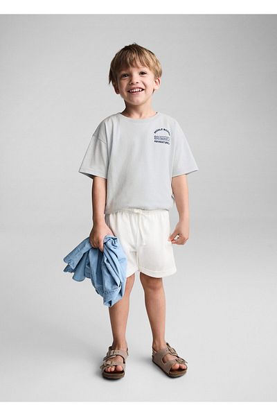 MANGO Woman Baby Boy Sky Blue T-Shirt 67017921