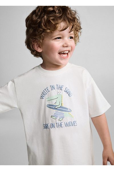 MANGO Μπλουζάκι Baby Boy Off-White T-shirt