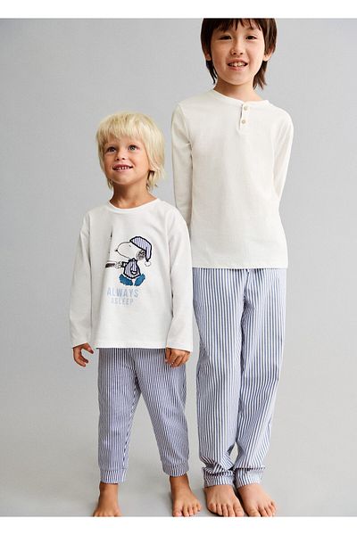 MANGO Pantaloni de pijama alb catifelat pentru bebelusi