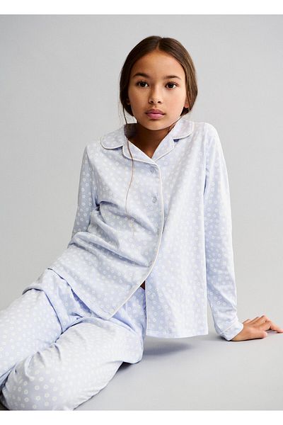MANGO Woman Sky Blue Girl's Pajama Bottoms 77074447