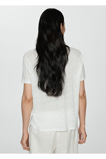 MANGO Λευκό γυναικείο μπλουζάκι 77020583