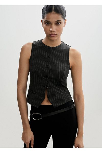MANGO Gray Women's Vest 77084021