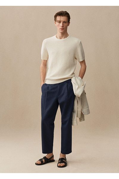 MANGO Woman Ανδρικό παντελόνι Navy Blue 77010569