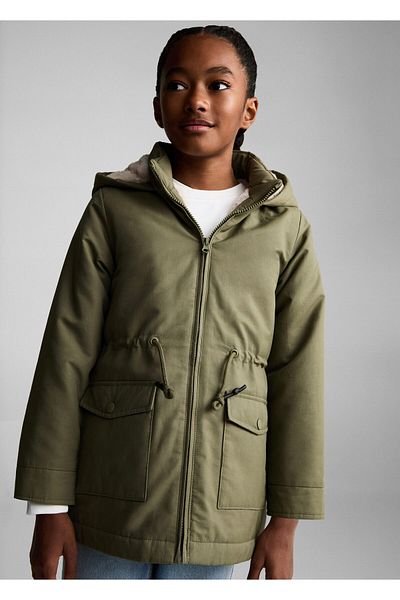 MANGO Khaki Girl's Coat 77077641