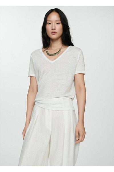 MANGO Tricou alb pentru femei 77020583