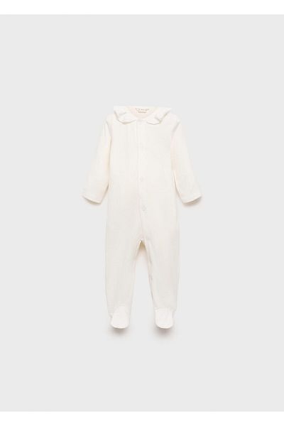 MANGO Pantaloni de pijama unisex pentru bebeluși alb catifelat