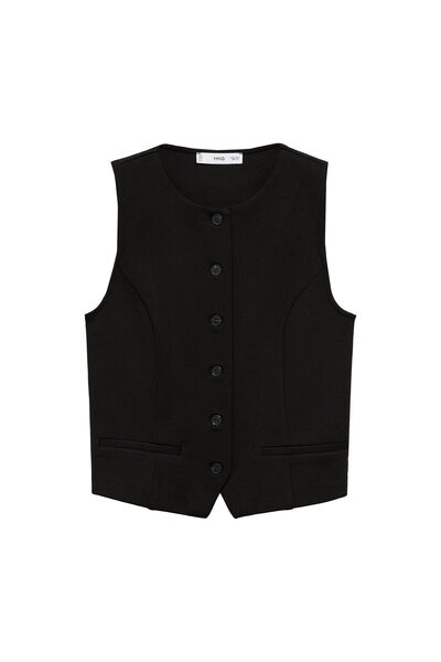 MANGO Woman Vestă neagră de damă 77084021