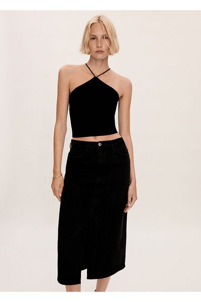 MANGO Woman Black Denim Women's Skirt 77199405