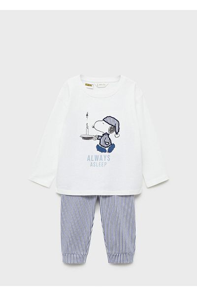 MANGO Pantaloni de pijama alb catifelat pentru bebelusi