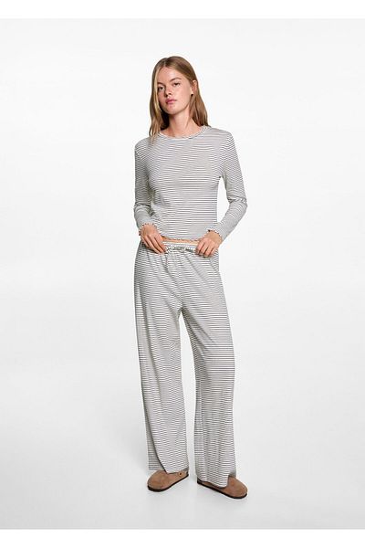 MANGO Woman Pantaloni de pijama pentru fete alb catifelat 77096731