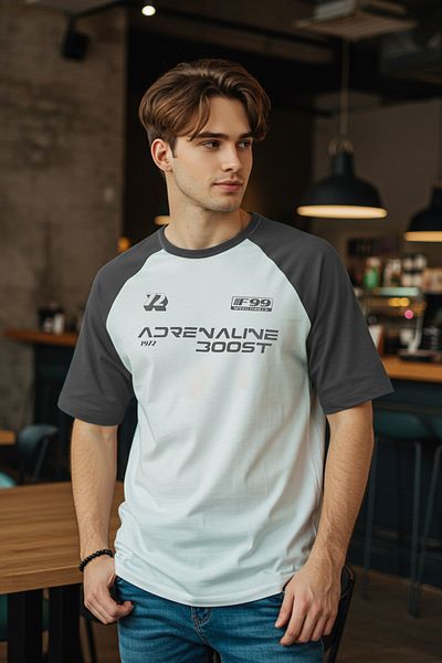 Trendyol Collection Anthracite Oversize Fit 100% βαμβακερό μπλουζάκι με στάμπα TMNSS24TS00139