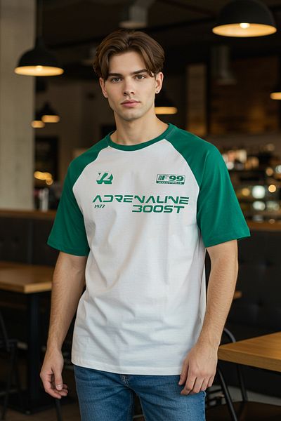 Trendyol Collection Emerald Green Oversize Fit 100% Cotton Printed T-Shirt Tmnss24Ts00139