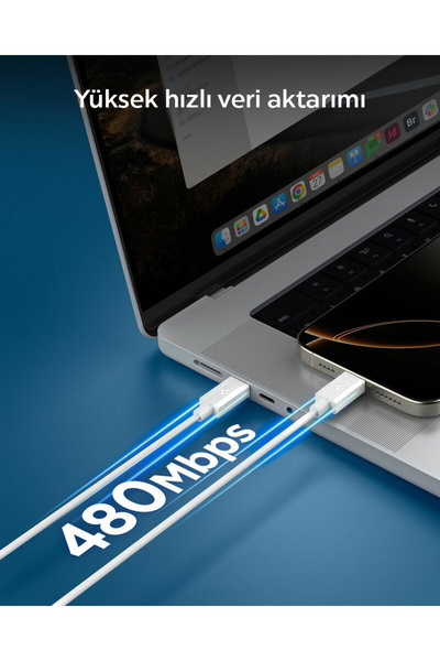 Spigen USB-C to USB-C 1 Metre Kablo 60W Güç / PPS 2.0 Super Hızlı Şarj / 480 Mbps Type-C White - ACA08717
