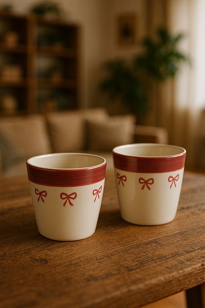 Trendyol Collection Zestaw 2 kubków bezuchwytowych z wzorem muszki TPHSS25UP00006