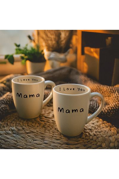 Trendyol Collection 2-częściowy porcelanowy kubek z nadrukiem „Mamo, kocham cię” TPHSS25UP00007