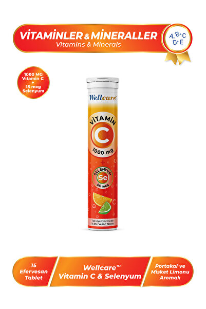 Wellcare Vitamin C 1000 mg & Selenyum 55 mcg 15 Efervesan Tablet