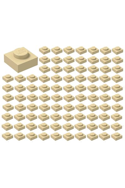 LEGO 100 Pieces 1X1 Cream Plate Parts - 100 Pieces 1X1 Tan Plate Parts