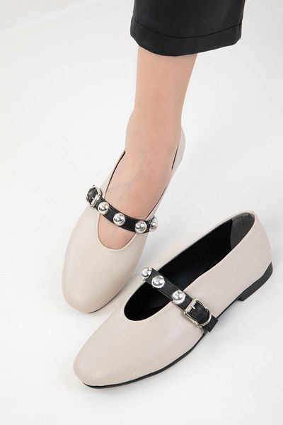 SOHO Beige-Black Women's Ballerinas 20485