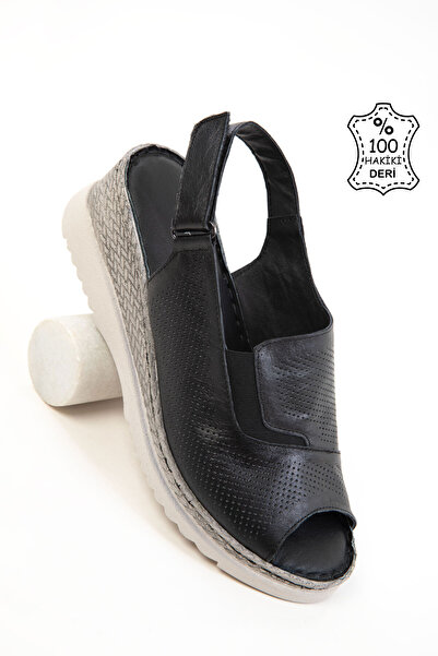 SOHO Black Genuine Leather Women's Sandals 20624