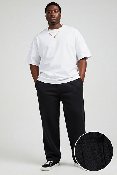 Trendyol Collection Plus Size Black Textured Oversize Sweatpants - Tmnss25Aj00004