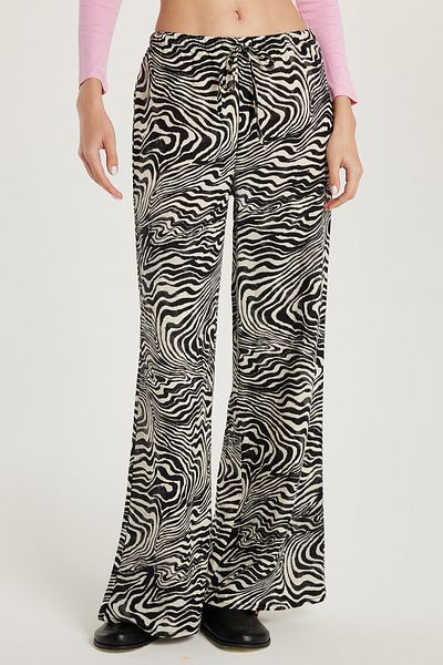 Tudors Women's Relax Fit Relaxed Cut Elastic Waist Tie Patterned Pants