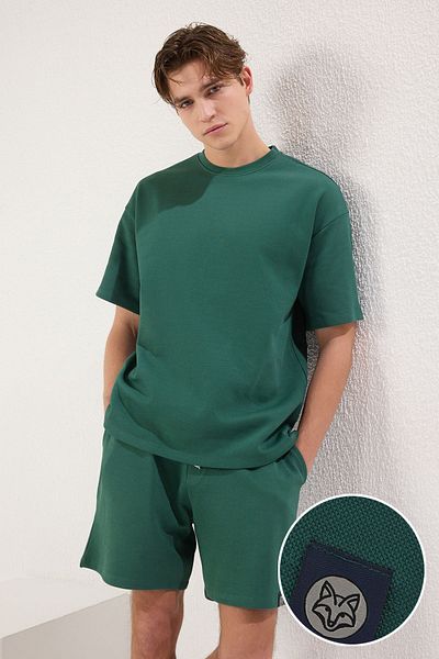 Trendyol Collection Зелена футболка великого розміру Zumrut та бавовняний 2-компонентний костюм з сорту 100