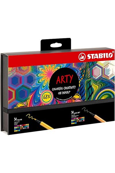 Stabilo مجموعة ARTY Creative - نقطة 88 وقلم 68 - أقلام تلوين بطرف رفيع وطرف لباد - عبوة من 68 قطعة