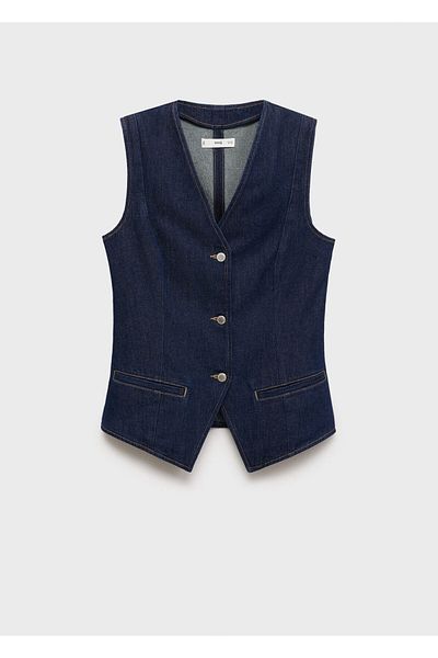 MANGO Vestă albastră pentru femei 77068285