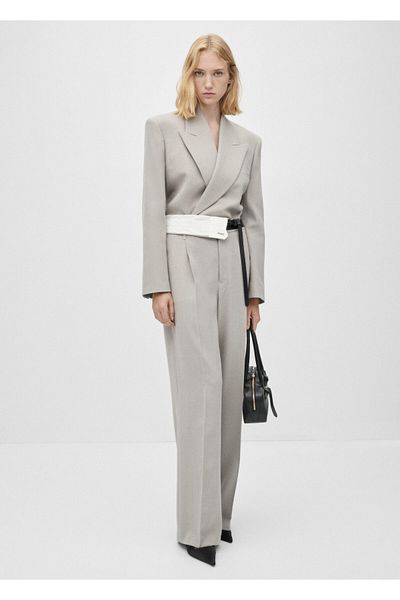 MANGO Steinfarbener Damen-Blazer 77026357