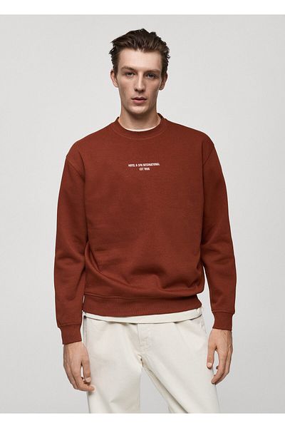 MANGO Woman Terracotta Men's Sweatshirt 77047922